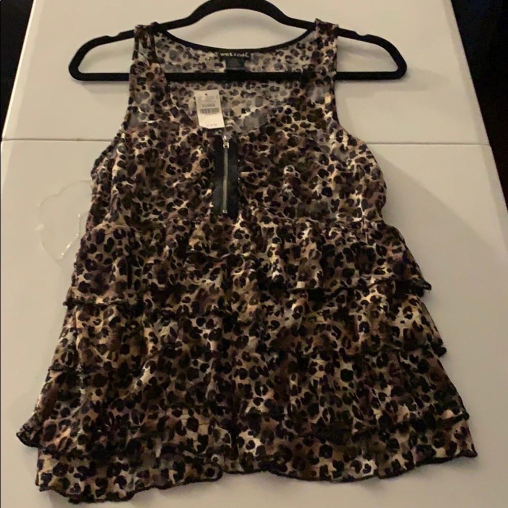 NWT leopard peplum ruffle blouse